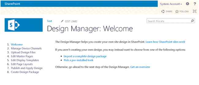 design manager page